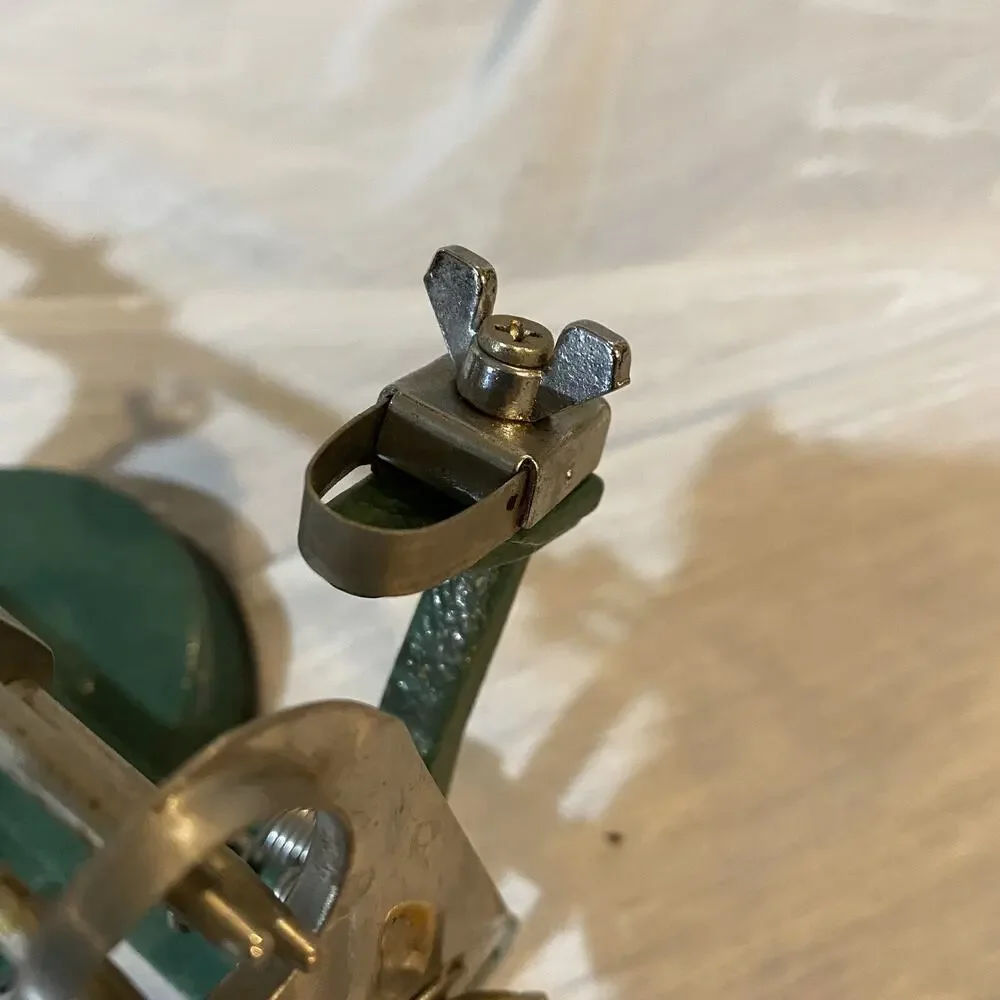 Vintage Green Metal Hand Crank Apple Peeler Corer with Locking Suction Base